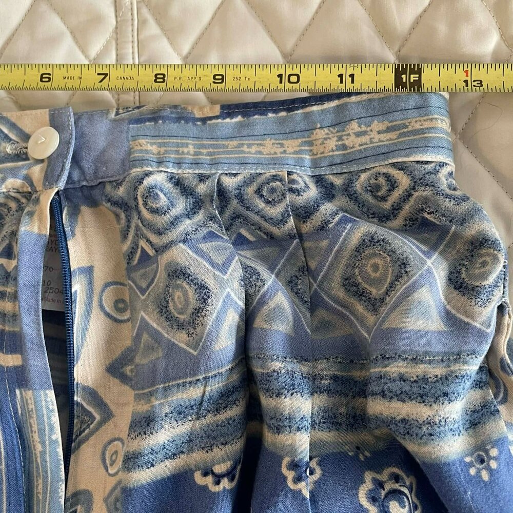 BOHO ARTSY SUMMER PANTS blue and tan, 100% rayon lightweight, POCKETS, W. size 8 - Picture 8 of 13